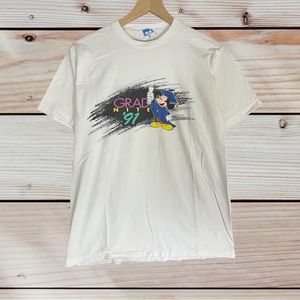 Vintage 90s Mickey Mouse Grad Nite Disney T-shirt size Large White Disneyland